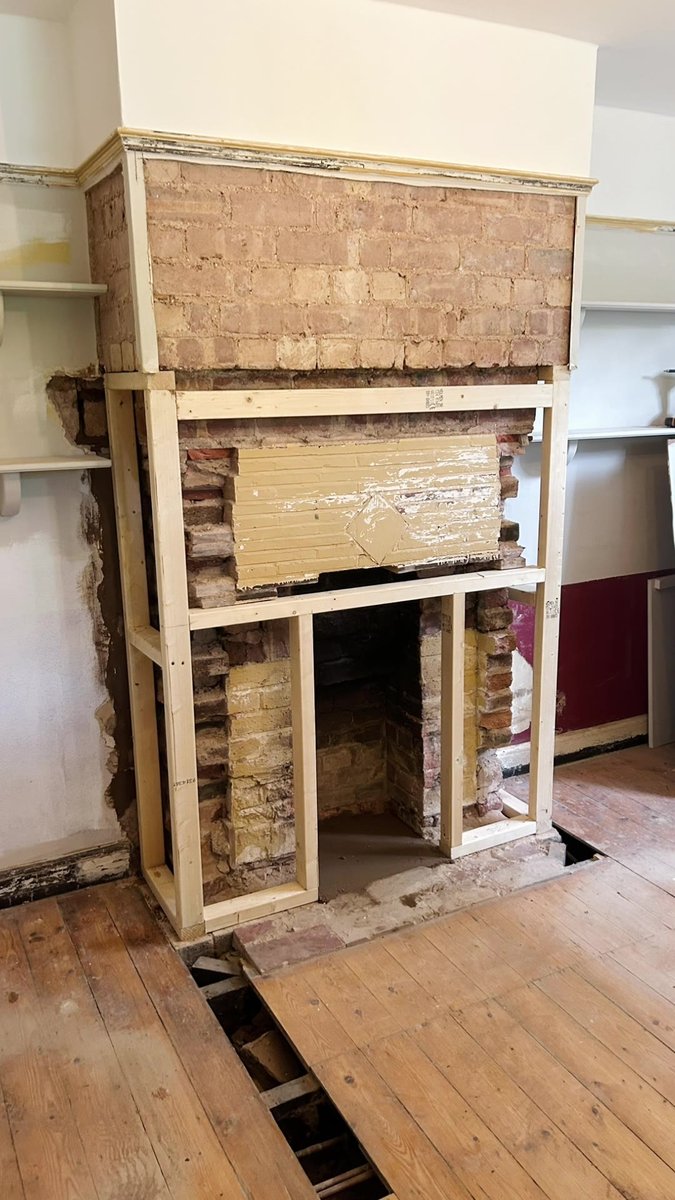 Fireplace renovation in progress