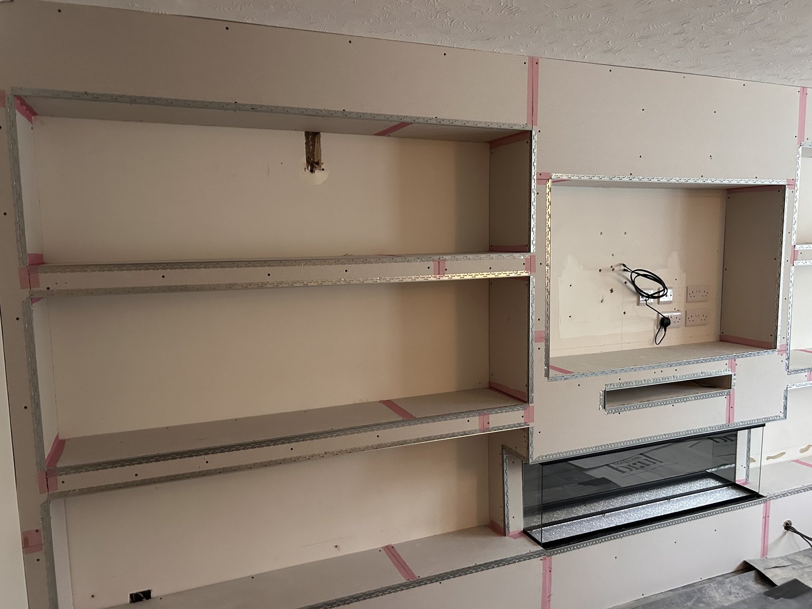 Media wall framework boarded out